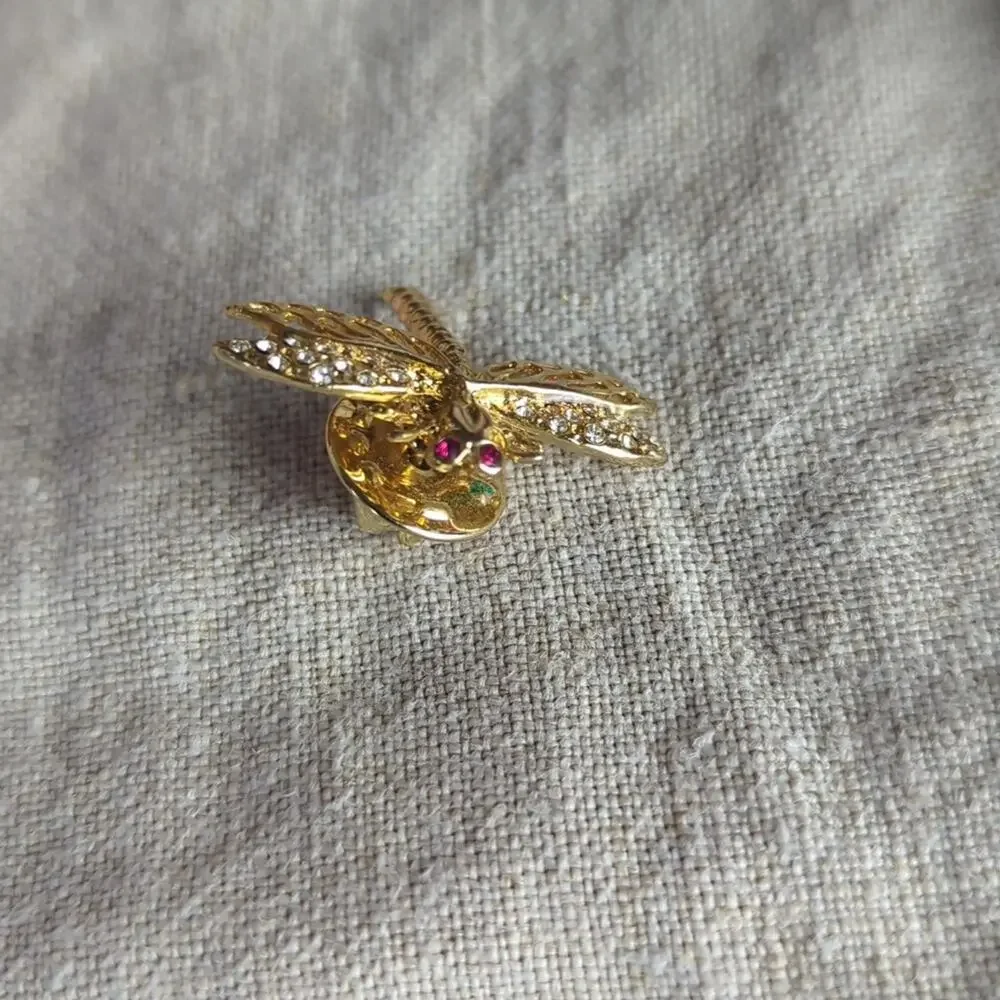 Vintage Whimsigoth Fairycore Brooch Set Mystical Mask Jeweled Spider & Dragonfly